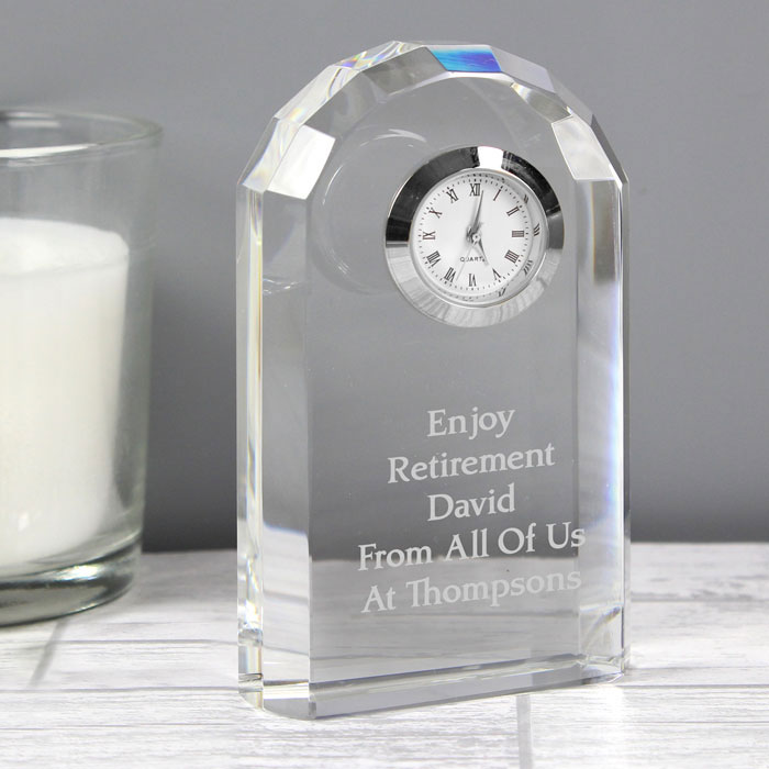 Personalised Crystal Clock - Retirement, Anniversary etc