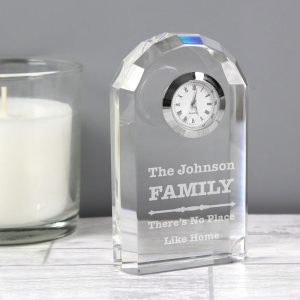 Personalised Engraved Scroll Design Crystal Clock
