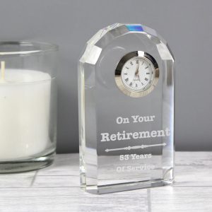 Personalised Engraved Scroll Design Crystal Clock