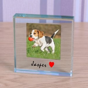 Personalised Glass Photo Upload Token With Heart Motif