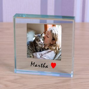 Personalised Glass Photo Upload Token With Heart Motif