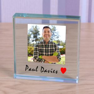 Personalised Glass Photo Upload Token With Heart Motif