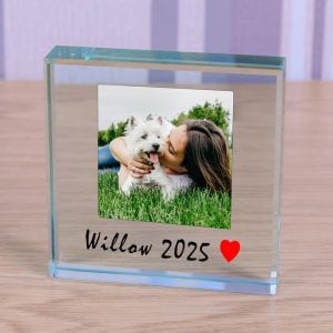 Personalised Glass Photo Upload Token With Heart Motif