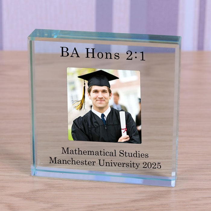 Personalised Glass Photo Upload Graduation Token