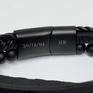 Personalised Men's Beaded and Stacked Leather Cross Bracelet