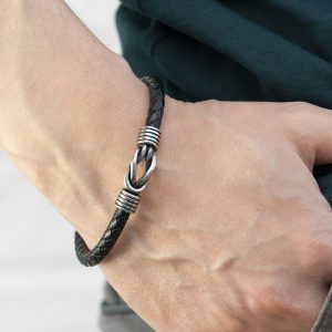 Personalised Men's Infinity Knot Leather Bracelet