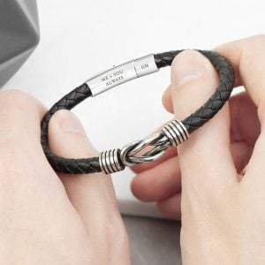 Personalised Men's Infinity Knot Leather Bracelet