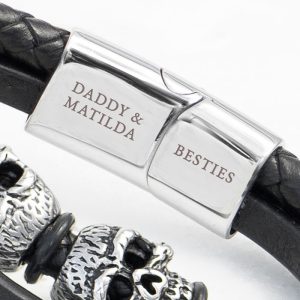 Personalised Men's Skulls Leather Rope Bracelet
