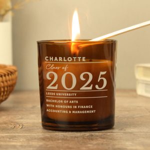 Personalised Graduation Gift Amber Glass Candle