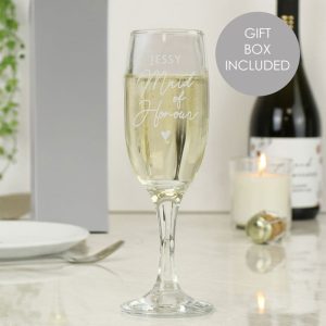 Personalised Maid of Honour Flute Glass Wedding Hen Party
