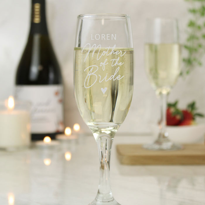 Personalised Engraved Mother of the Bride Flute Glass