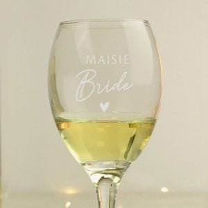 Personalised Engraved Bride Wine Glass Wedding or Hen Party