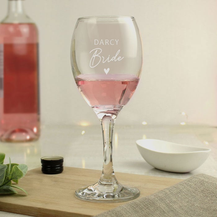 Personalised Engraved Bride Wine Glass Wedding or Hen Party