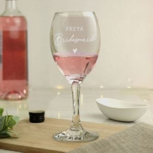 Personalised Bridesmaid Engraved Wine Glass Wedding, Hen Do