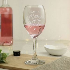 Personalised Engraved Mother of the Bride Wine Glass