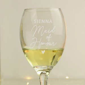 Personalised Maid of Honour Wine Glass Wedding or Hen Party