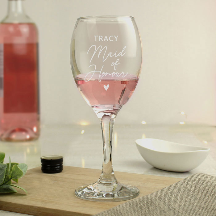 Personalised Maid of Honour Wine Glass Wedding or Hen Party