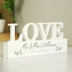Personalised Botanical Wooden Love Ornament Couple's Gift