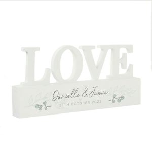 Personalised Botanical Wooden Love Ornament Couple's Gift