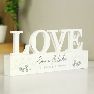 Personalised Botanical Wooden Love Ornament Couple's Gift