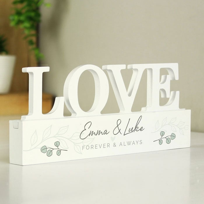 Personalised Botanical Wooden Love Ornament Couple's Gift