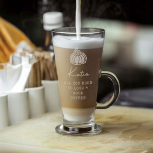 Personalised Pumpkin Latte Glass - Ideal Halloween Gift