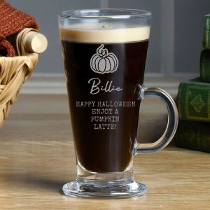 Personalised Pumpkin Latte Glass - Ideal Halloween Gift