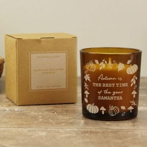 Personalised Pumpkins Amber Glass Candle - Halloween Gift