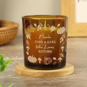Personalised Pumpkins Amber Glass Candle - Halloween Gift