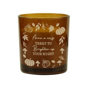 Personalised Pumpkins Amber Glass Candle - Halloween Gift