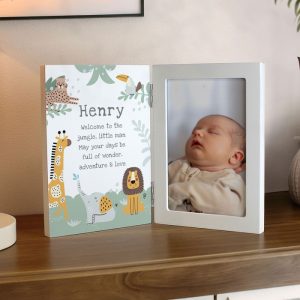 Personalised Animals Wooden Hinged 6x4 Inch Baby Photo Frame