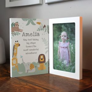 Personalised Animals Wooden Hinged 6x4 Inch Baby Photo Frame
