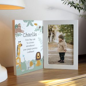 Personalised Animals Wooden Hinged 6x4 Inch Baby Photo Frame