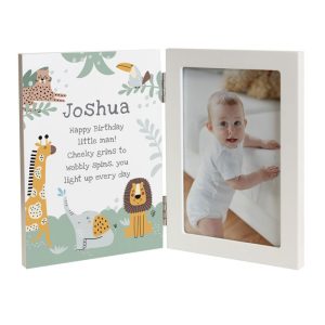 Personalised Animals Wooden Hinged 6x4 Inch Baby Photo Frame