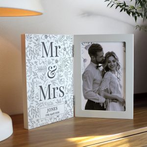 Personalised Wedding Wooden Hinged 6x4 Inch Photo Frame