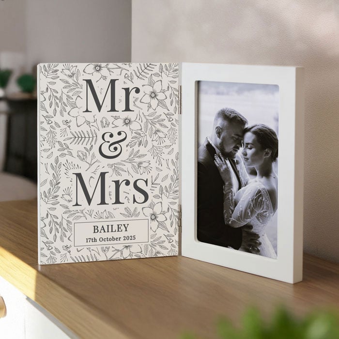 Personalised Wedding Wooden Hinged 6x4 Inch Photo Frame