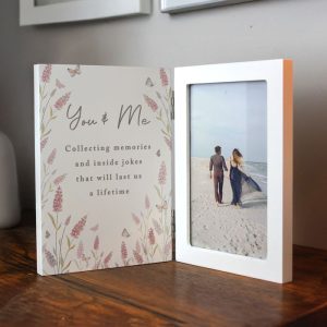 Personalised Floral Wooden Hinged 6x4 Inch Photo Frame
