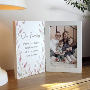 Personalised Floral Wooden Hinged 6x4 Inch Photo Frame