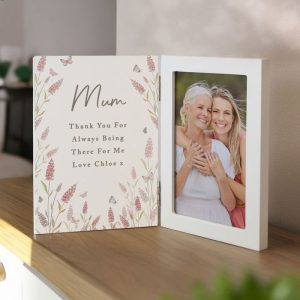 Personalised Floral Wooden Hinged 6x4 Inch Photo Frame