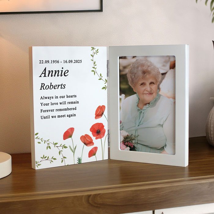 Personalised Memorial Wooden Hinged 6x4 Inch Photo Frame