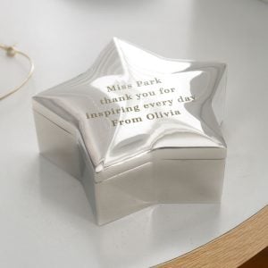 Personalised Silver Plated Engraved Star Trinket Box & Lid