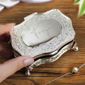 Personalised Engraved Small Silver Plated Jewellery Box