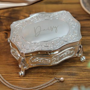 Personalised Engraved Small Silver Plated Jewellery Box