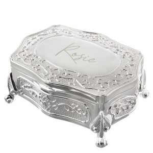 Personalised Engraved Small Silver Plated Jewellery Box
