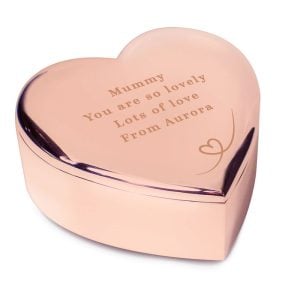 Women's Personalised Engraved Rose Gold Heart Trinket Box