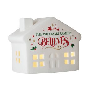 Personalised Believe in Christmas LED Light Up Ceramic House