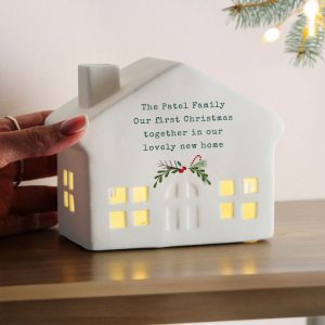 Personalised Christmas LED Light Up Ceramic House