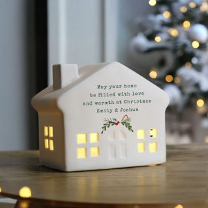 Personalised Christmas LED Light Up Ceramic House