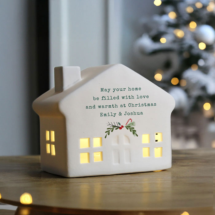 Personalised Christmas LED Light Up Ceramic House
