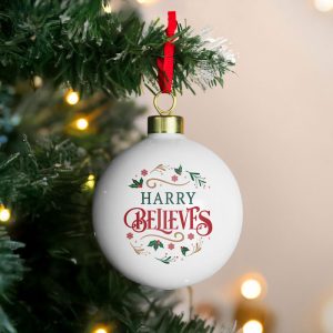 Personalised Believe in Ceramic Christmas Tree Bauble